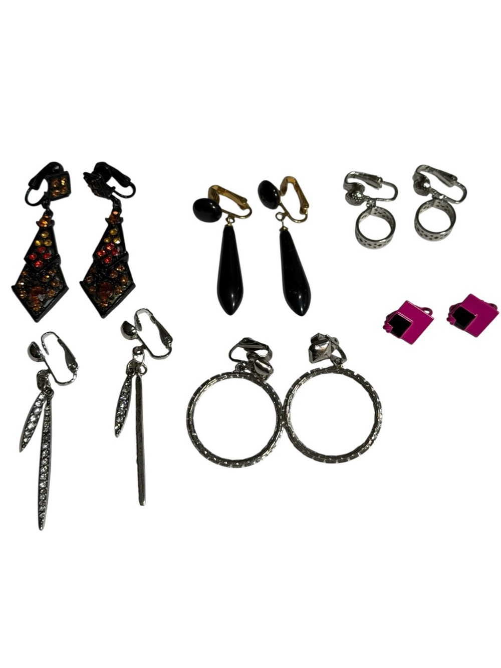 Beautiful Clip On Dangle Hoop & Stud Earrings Some Sparkle Gothic to Glamorous